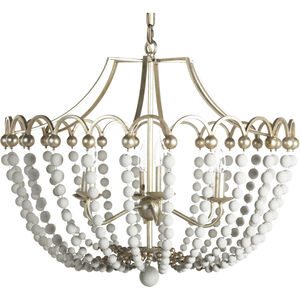 Peggy 6 Light 28.75 inch Champagne Silver / Dove White Chandelier Ceiling Light