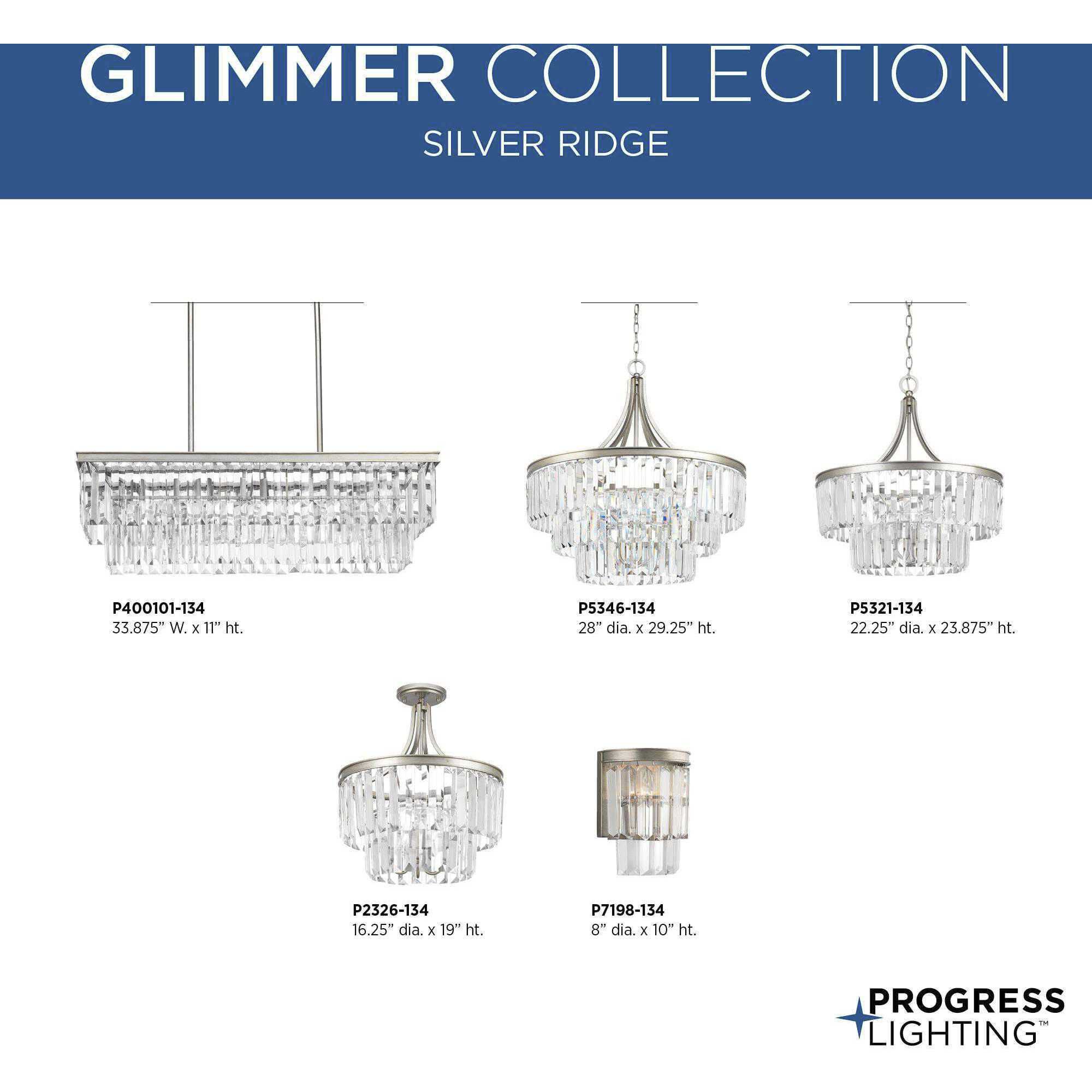 Glimmer 4 Light 34 inch Silver Ridge Linear Chandelier Ceiling Light, Design Series