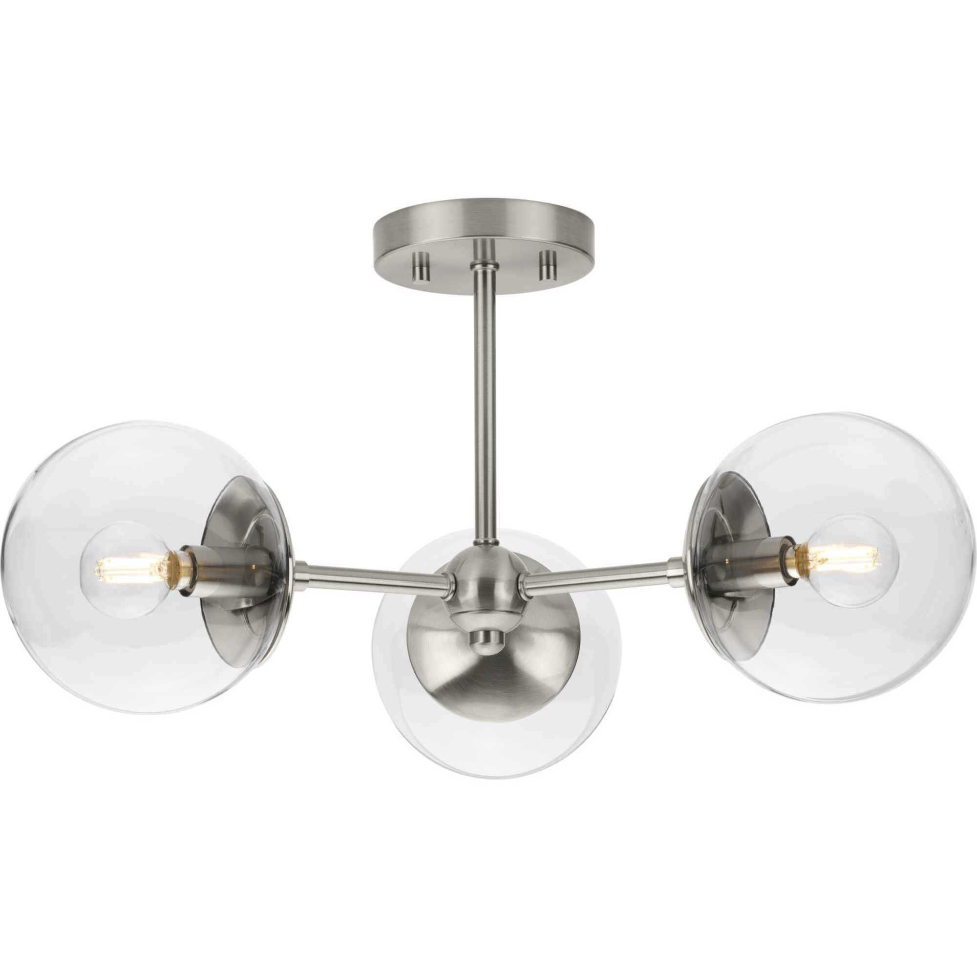 Atwell 3 Light 22 inch Brushed Nickel Semi-Flush Mount Ceiling Light