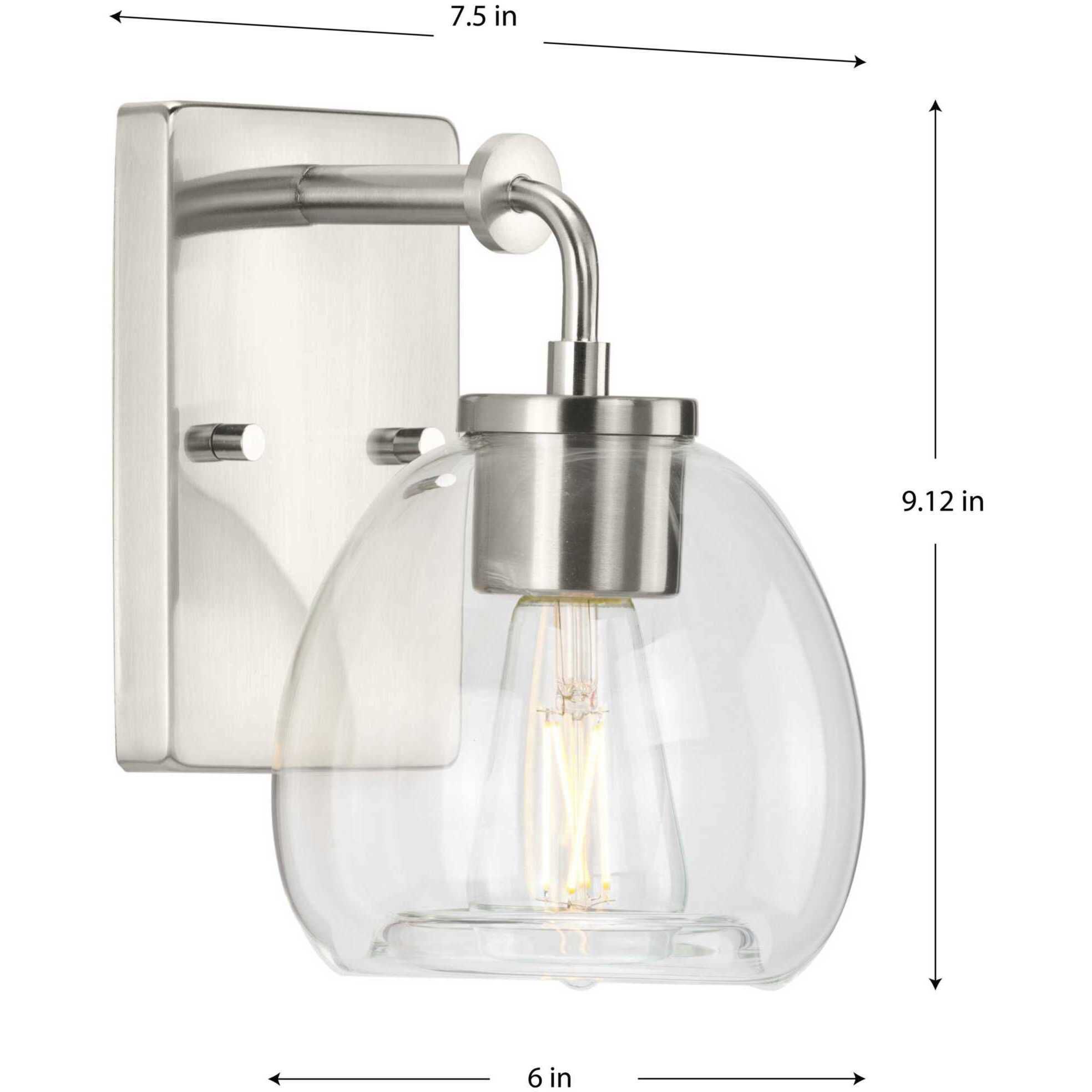 Caisson 1 Light 8 inch Brushed Nickel Bath Vanity Wall Light