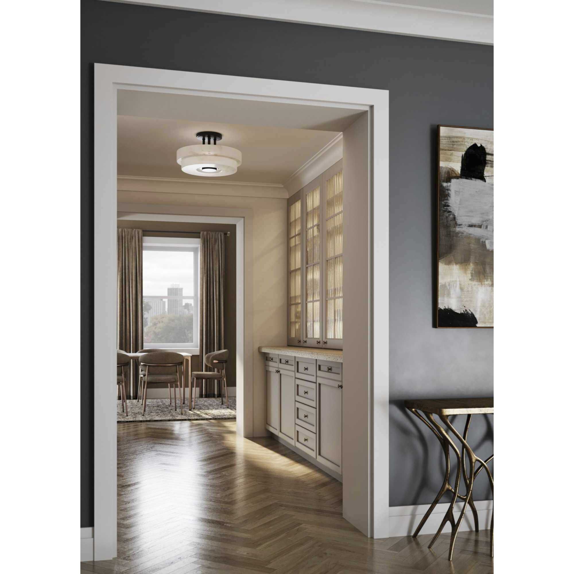 Tosca 3 Light 18 inch Matte Black Semi-Flush Mount Ceiling Light, Design Series