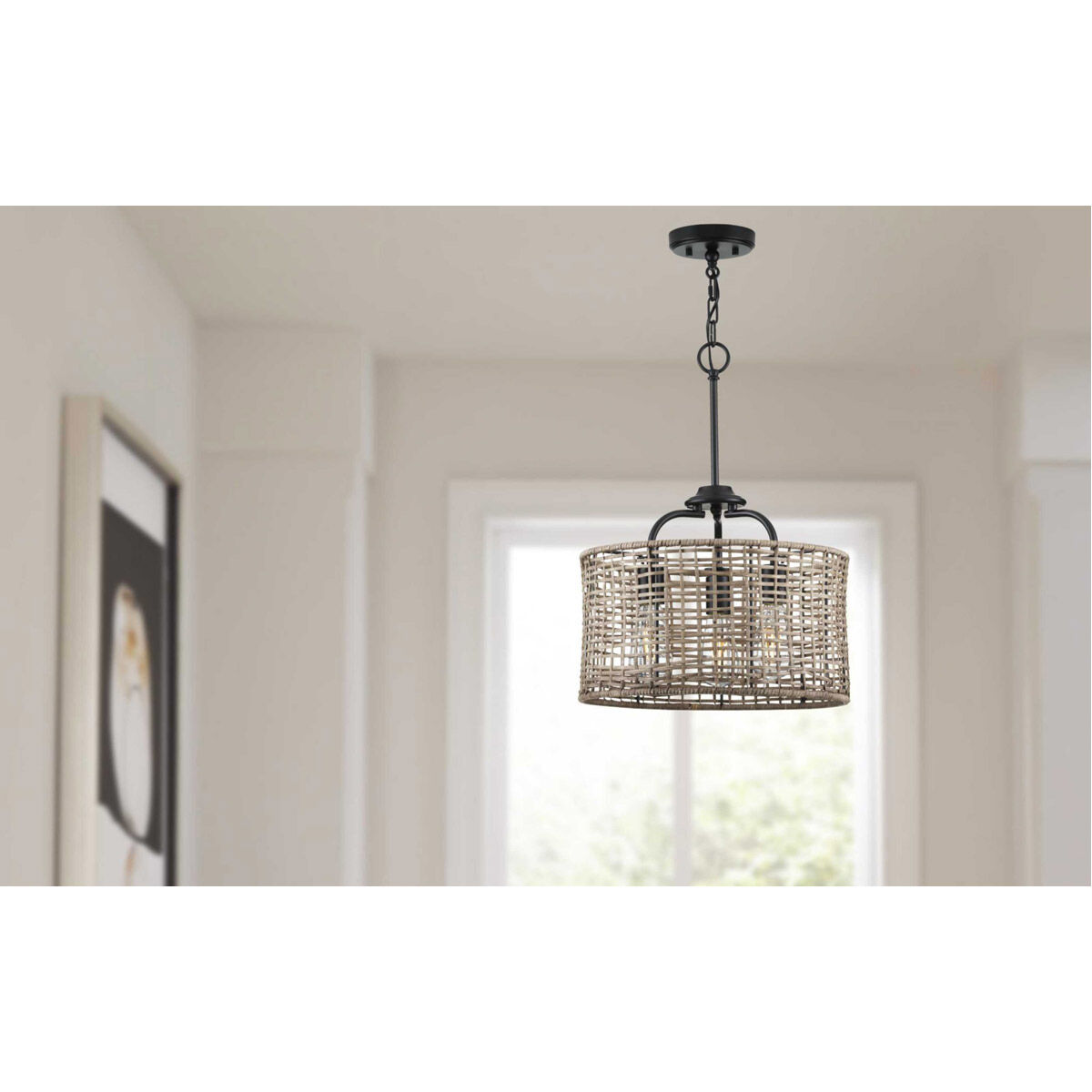 Lavelle 3 Light 16 inch Matte Black Semi Flush Mount Ceiling Light, Pendant Convertible