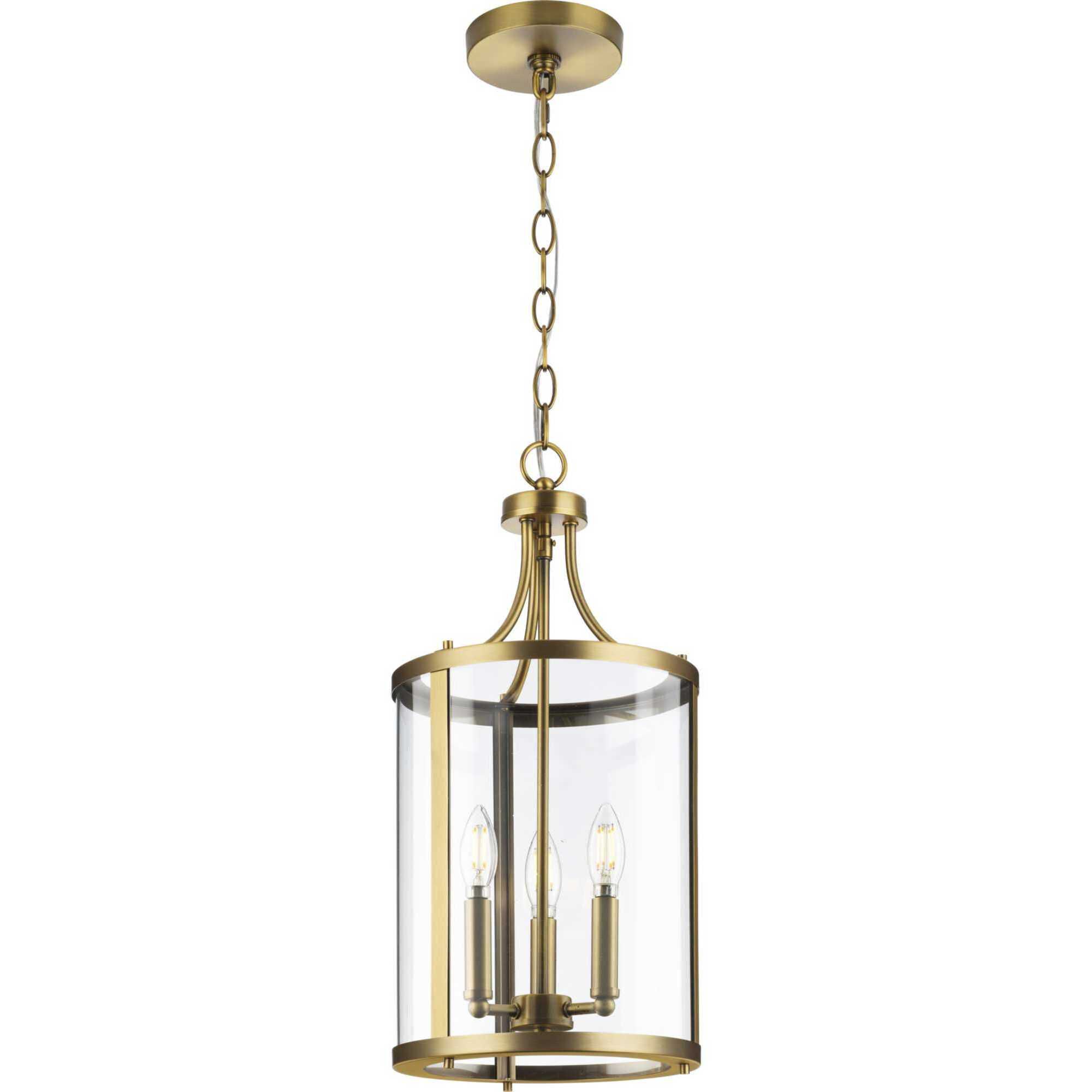 Gilliam 3 Light 10 inch Vintage Brass Foyer Light Ceiling Light