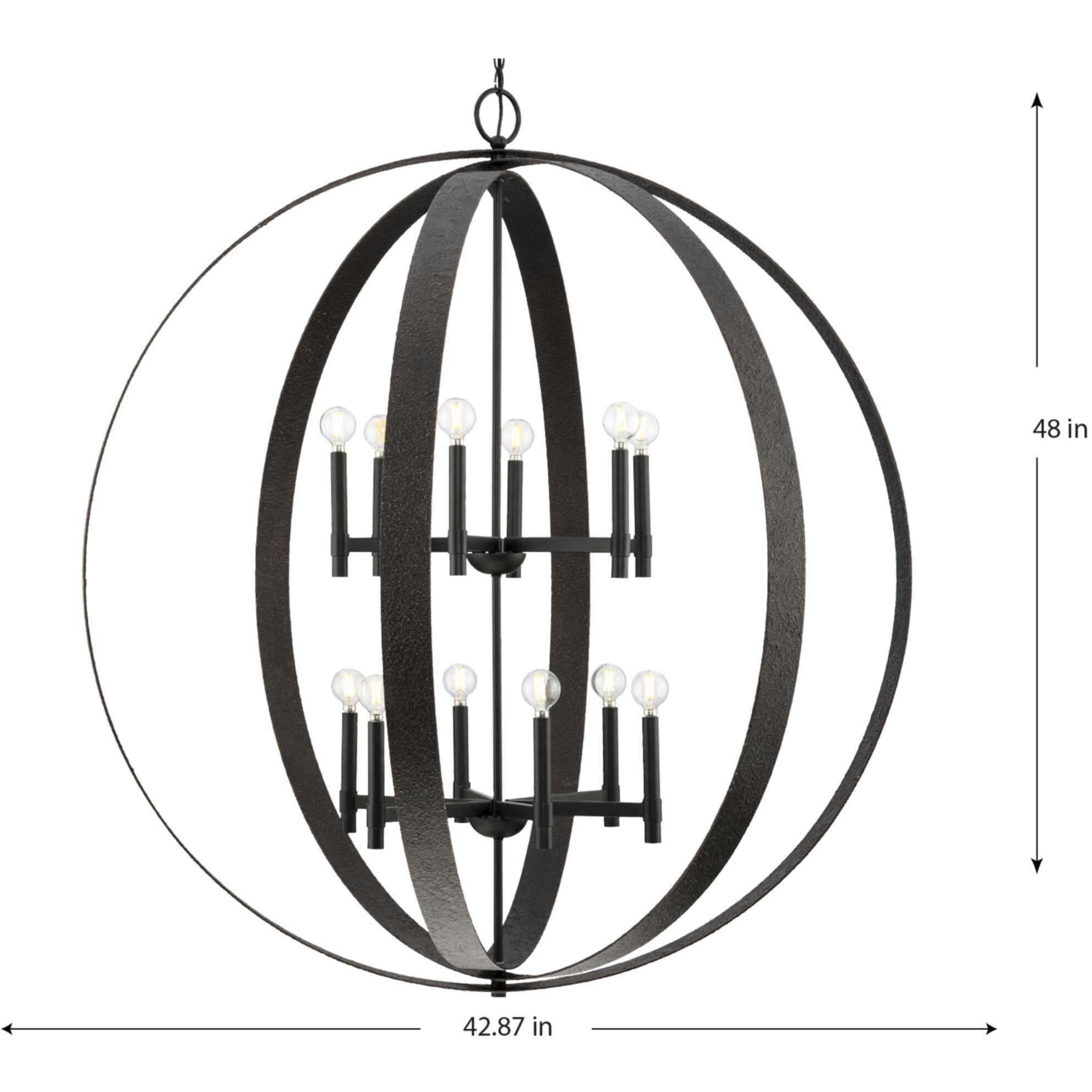 Allegheny 12 Light 42.87 inch Matte Black Chandelier Ceiling Light, Design Series