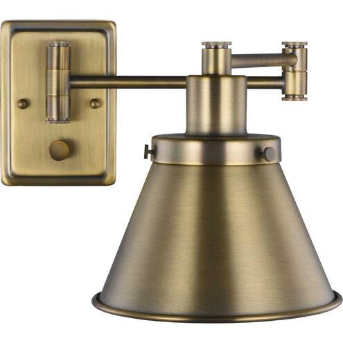 Hinton 12 inch 60.00 watt Vintage Brass Swing Arm Wall Light