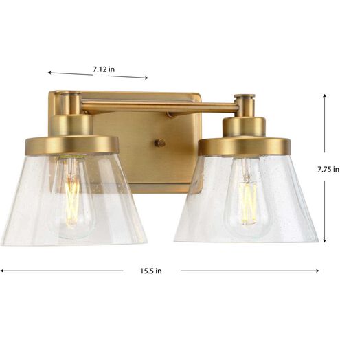 Hinton 2 Light 16 inch Vintage Brass Bath Vanity Wall Light