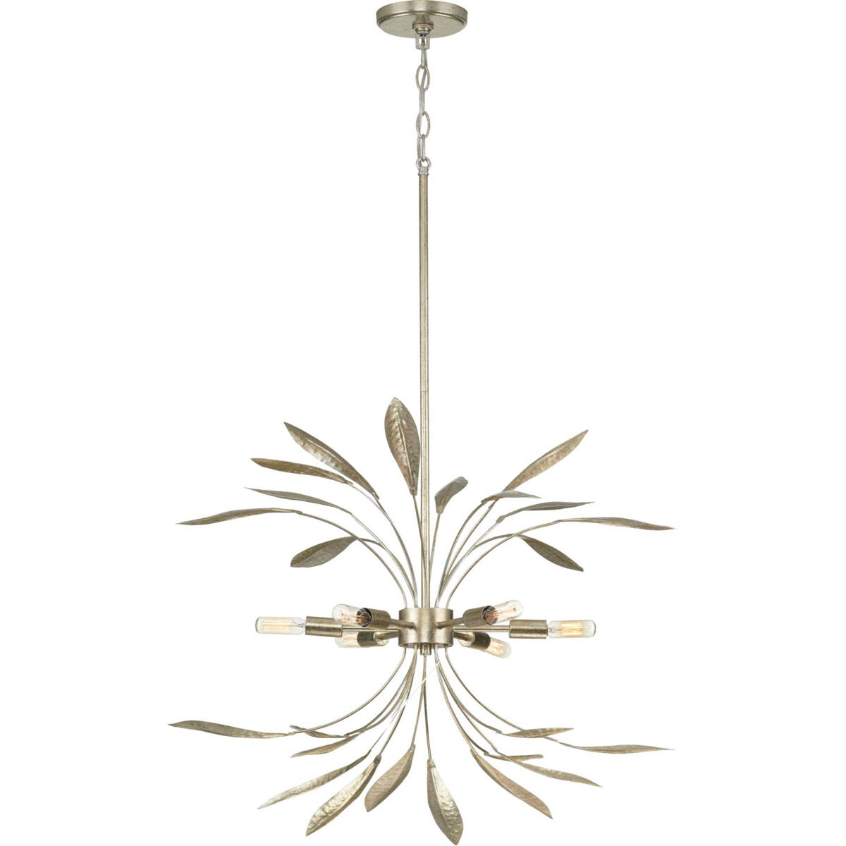 Mariposa 6 Light 28 inch Gilded Silver Pendant Ceiling Light
