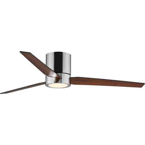 Braden 56 inch Polished Chrome with Black/American Walnut Blades Hugger Ceiling Fan, Progress LED