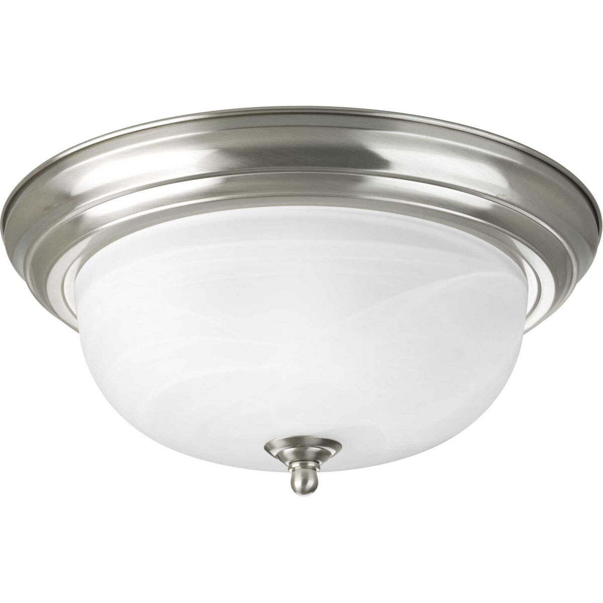 Dome Glass CTC 2 Light 13.25 inch Brushed Nickel Flush Mount Ceiling Light in Alabaster Glass