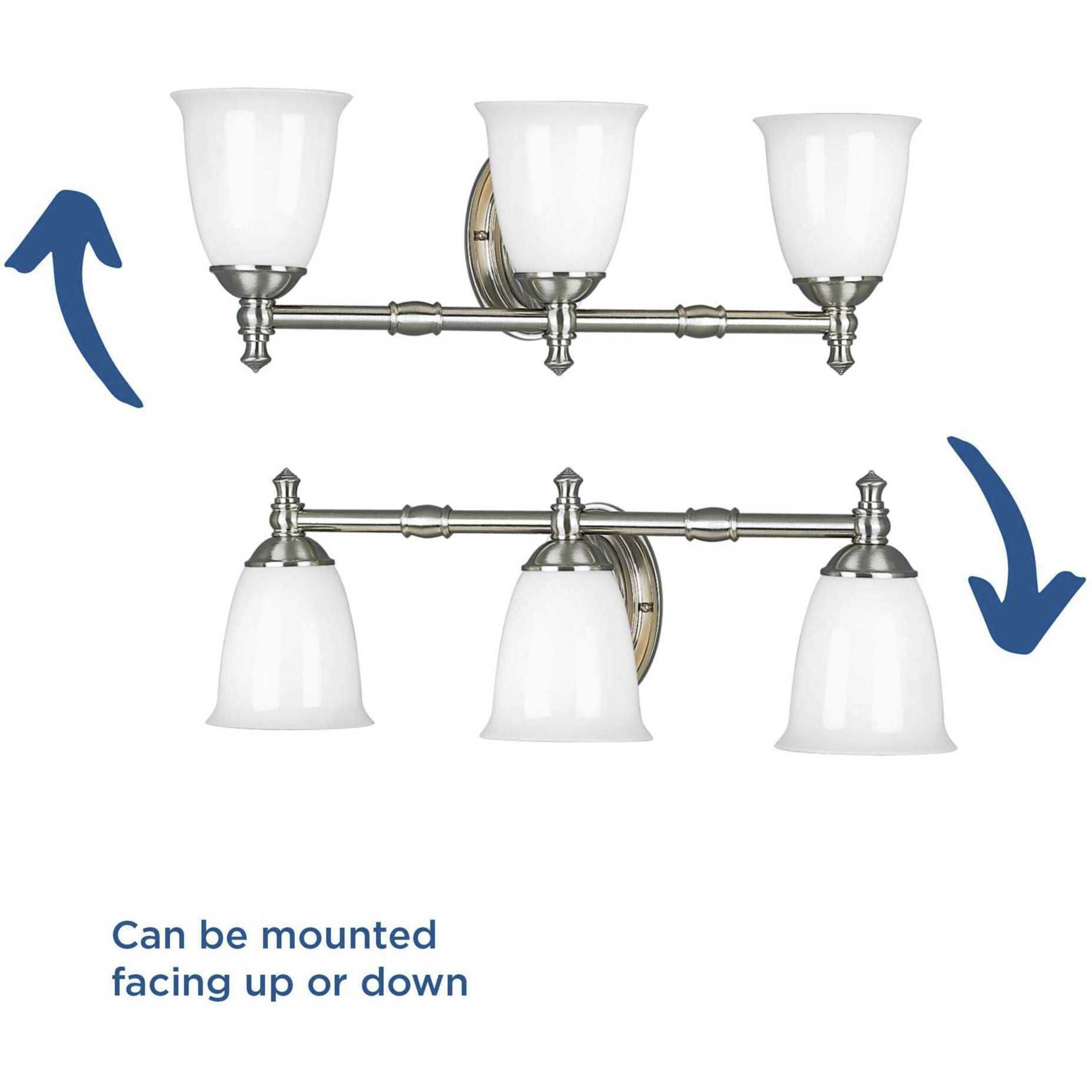 Victorian 3 Light 25 inch Brushed Nickel Bath Vanity Wall Light, Delta