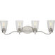 Durrell 4 Light 31.25 inch Brushed Nickel Bath Vanity Wall Light