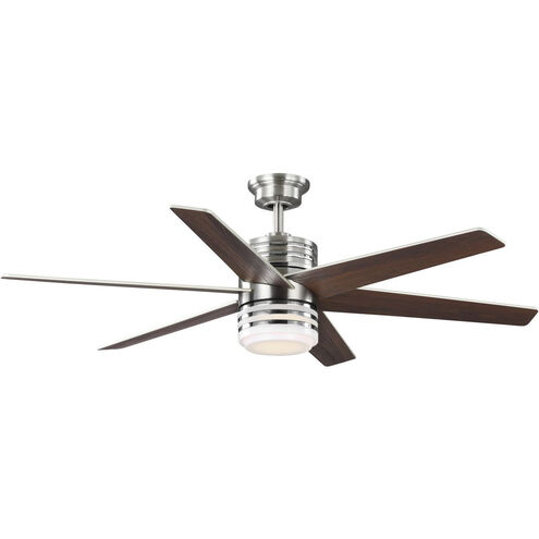 Carrollwood 56 inch Brushed Nickel with American Walnut/Silver Blades Ceiling Fan