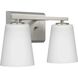 Vertex 2 Light 12.87 inch Brushed Nickel Bath Light Wall Light