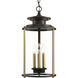 Squire 3 Light 10 inch Antique Bronze Outdoor Hanging Lantern in Antique Bronze and Vintage Brass