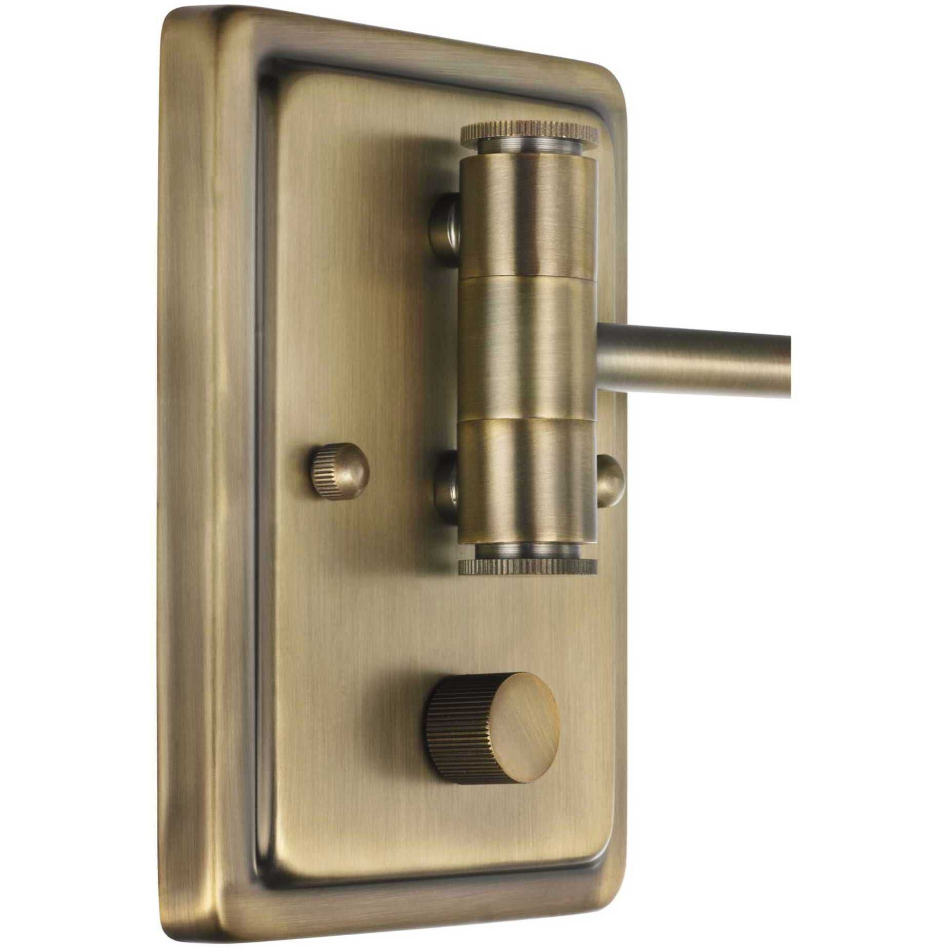 Hinton 12 inch 60.00 watt Vintage Brass Swing Arm Wall Light