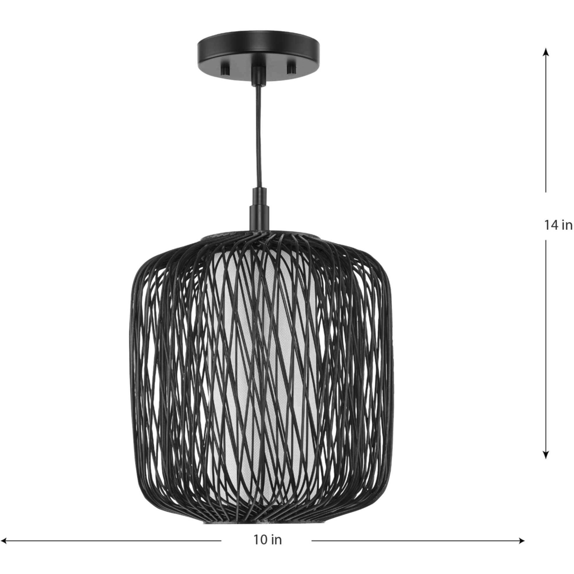 Cordova 1 Light 10 inch Black Rattan Mini Pendant Ceiling Light, Design Series