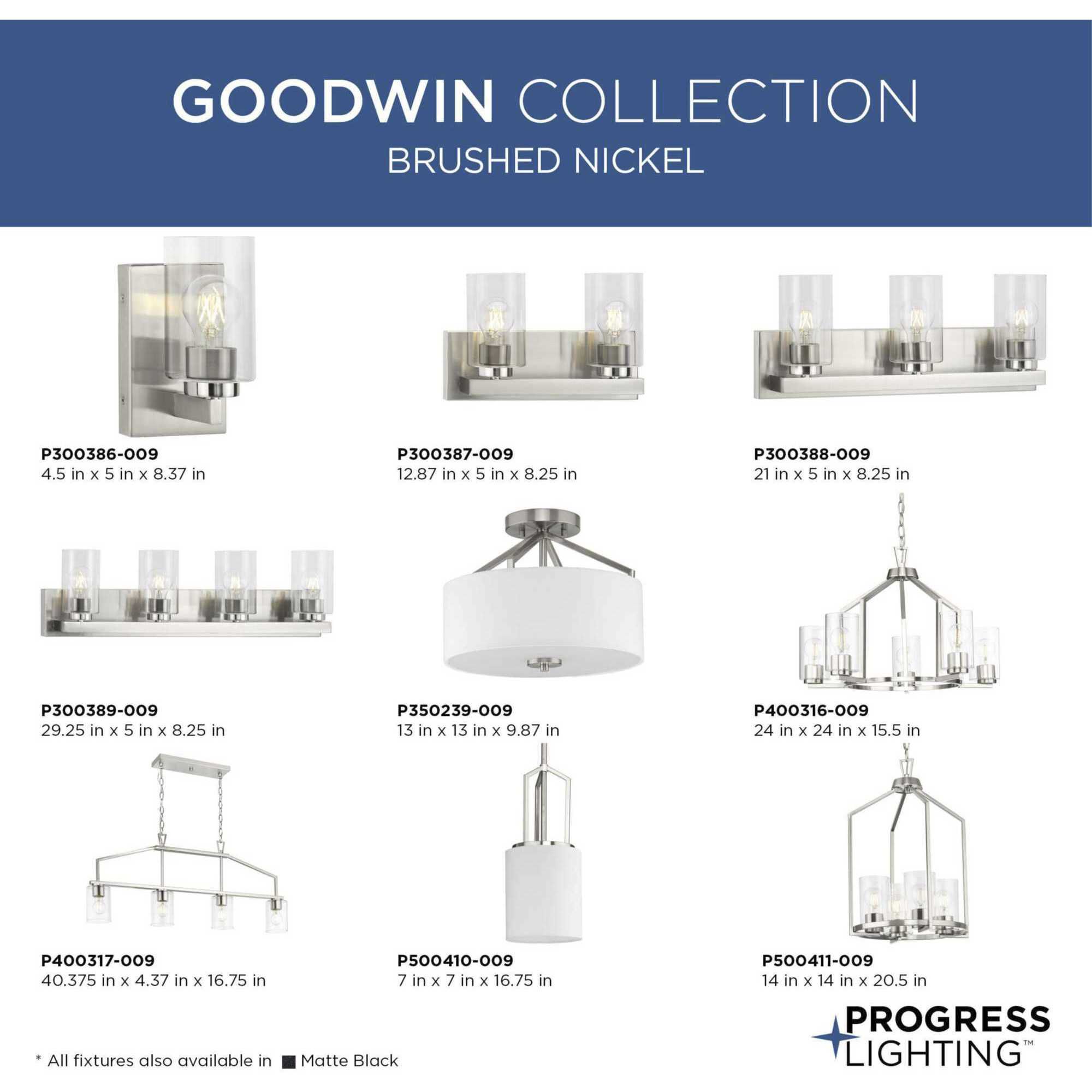 Goodwin 2 Light 13 inch Brushed Nickel Semi-Flush Mount Convertible Ceiling Light