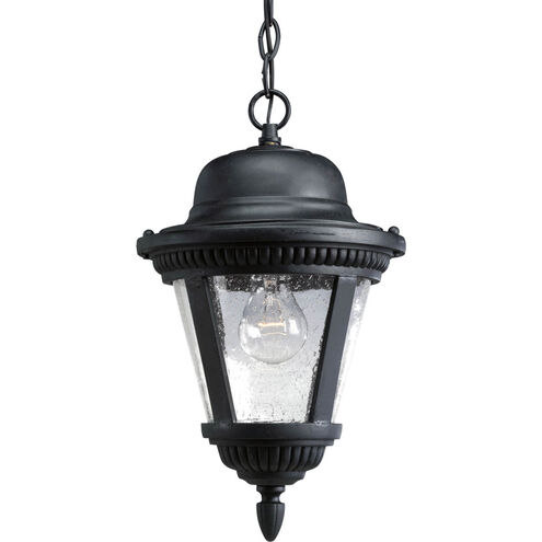 Westport 1 Light 9 inch Textured Black Outdoor Hanging Lantern in Bulbs Not Included, Clear Seeded