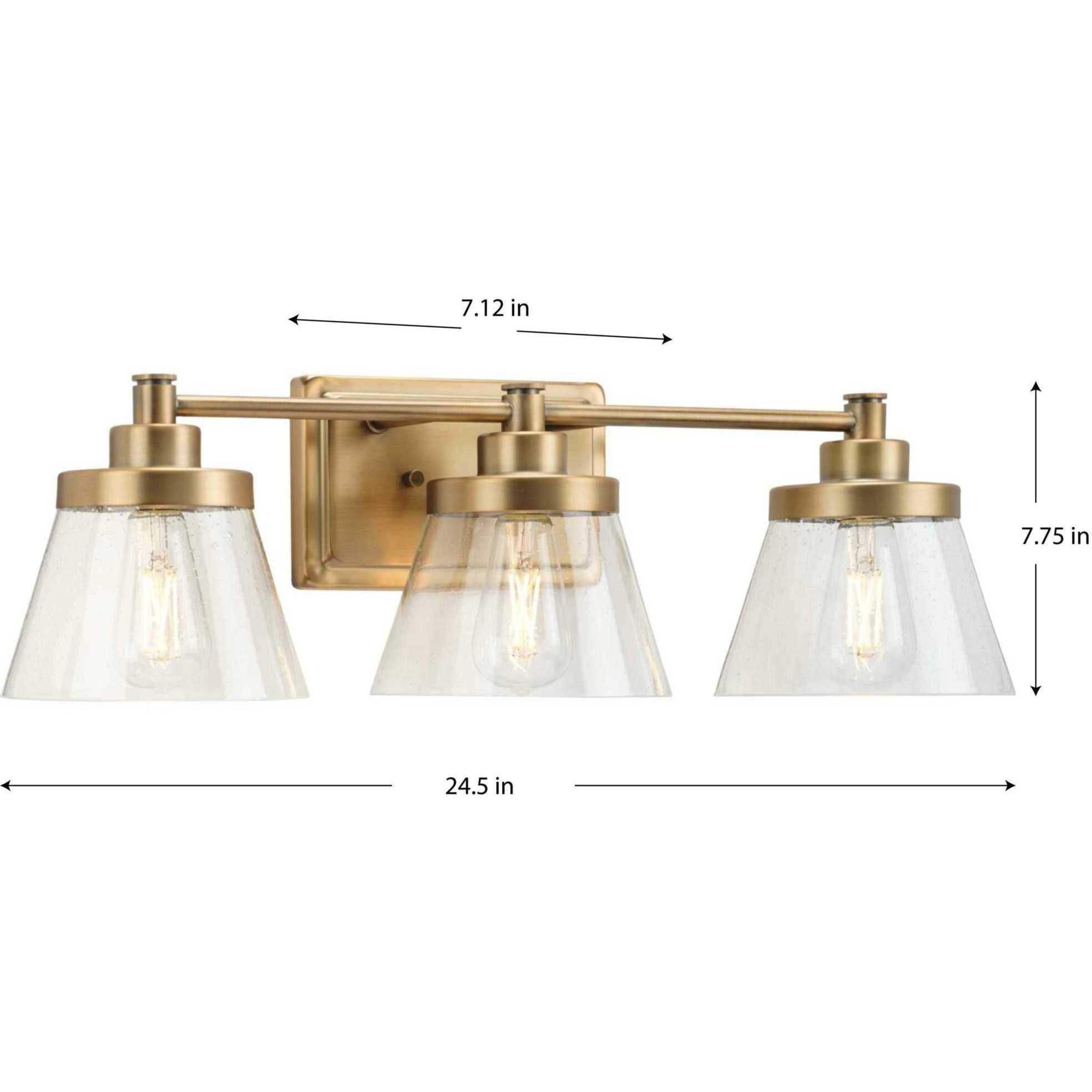 Hinton 3 Light 25 inch Vintage Brass Bath Vanity Wall Light