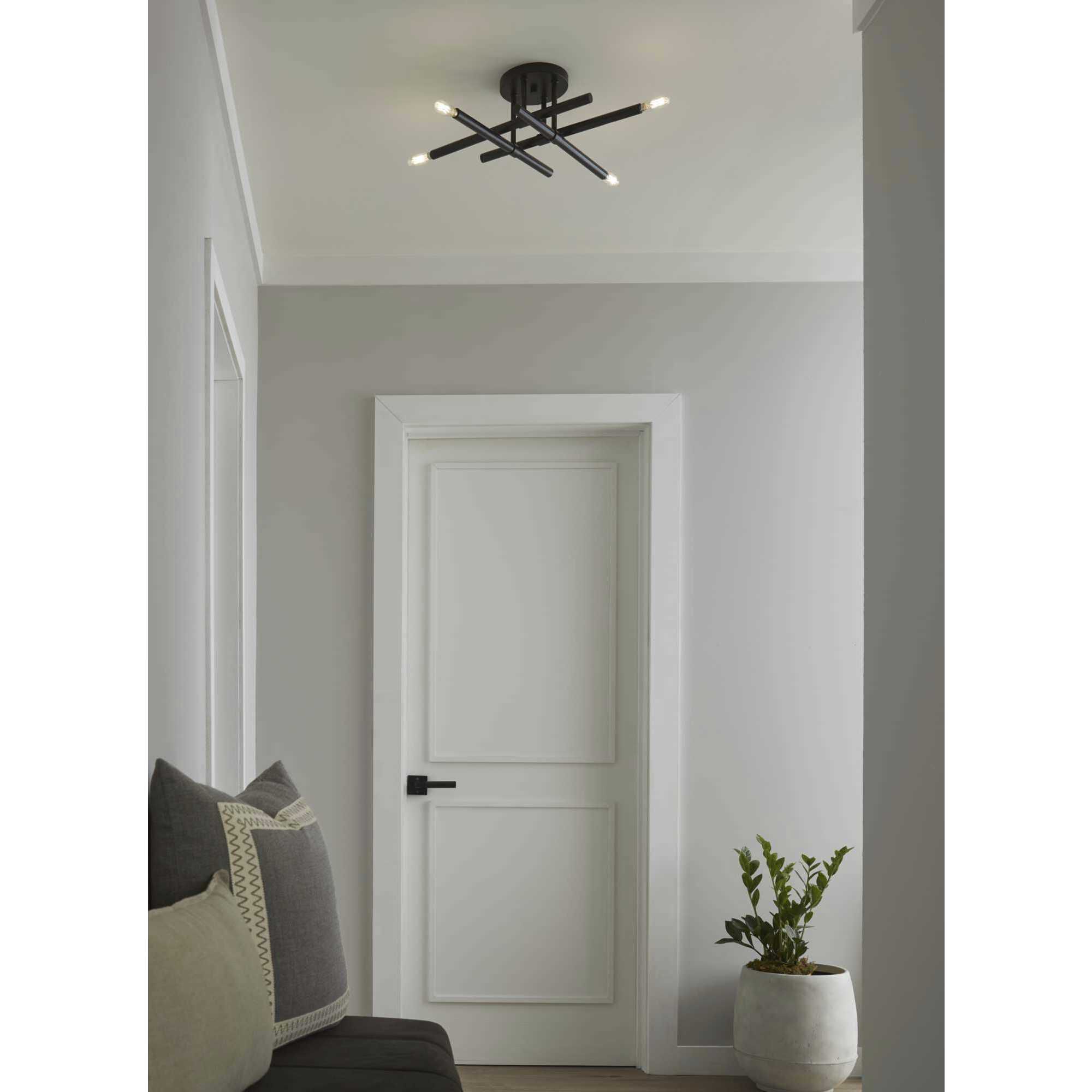 Arya 4 Light 20.12 inch Matte Black Semi-Flush Mount Ceiling Light, Design Series