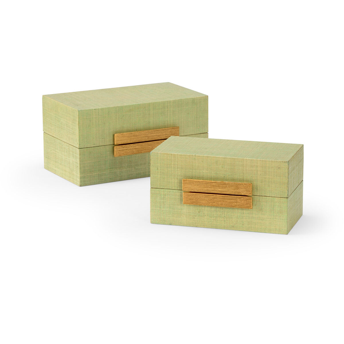 Claire Bell 13 inch Seafoam/Gold Leaf Decorative Boxes, Set of 2