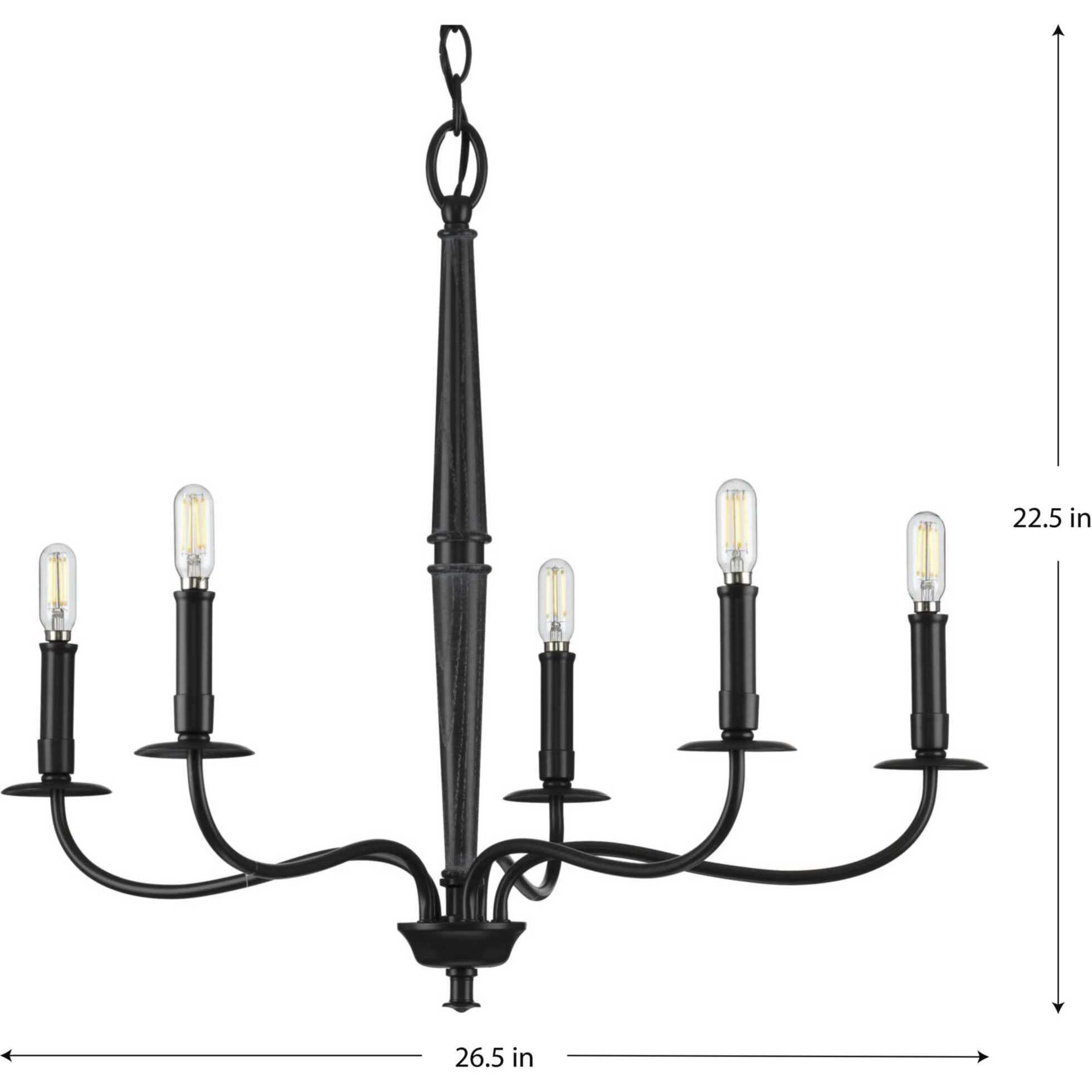 Durrell 5 Light 27 inch Matte Black Chandelier Ceiling Light