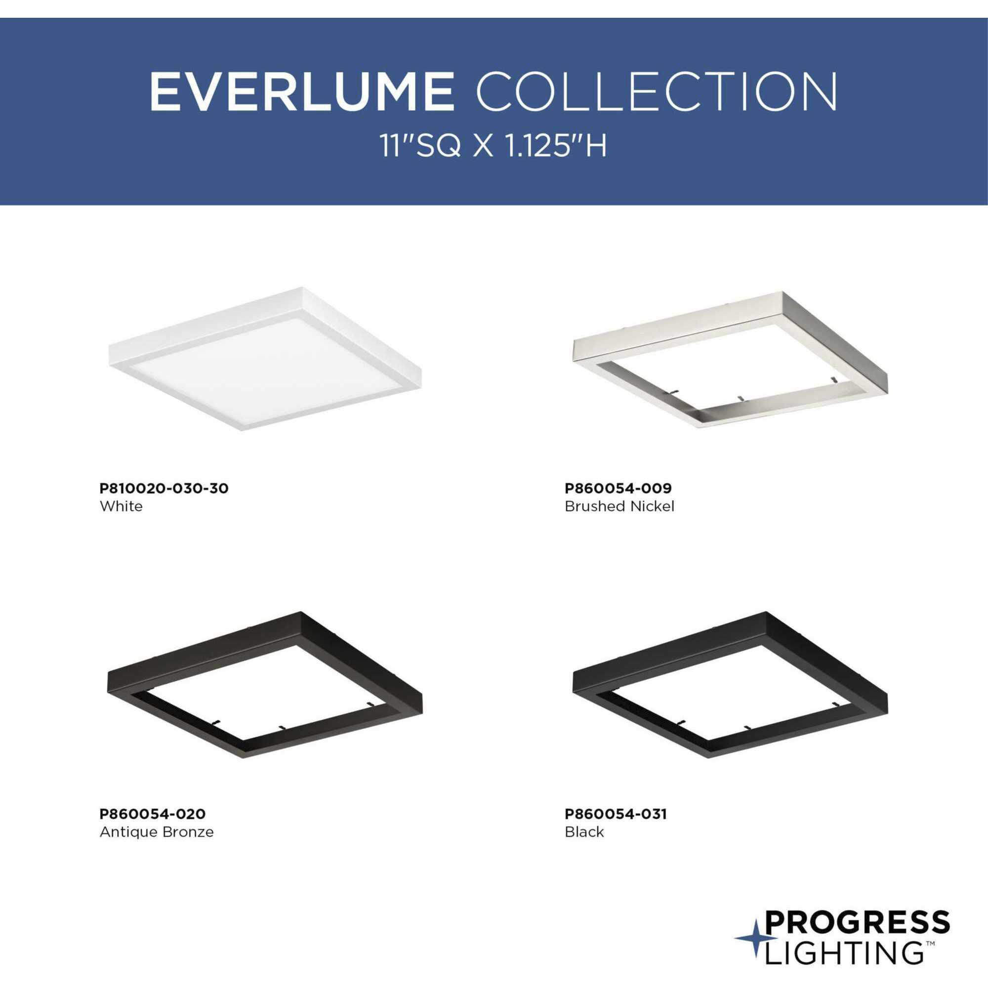 Everlume LED 11 inch White Edgelit Square Flush Mount Ceiling Light, Progress LED