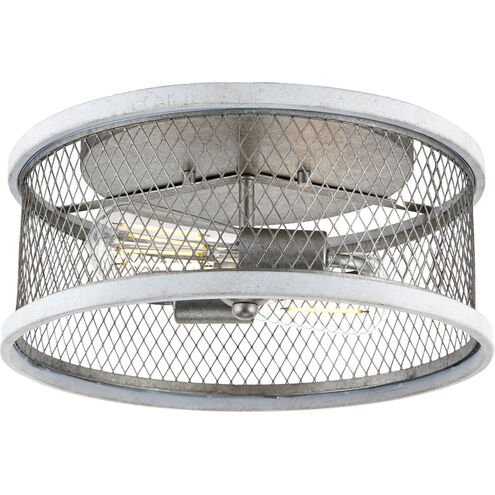 Austelle 2 Light 14 inch Galvanized Flush Mount Ceiling Light