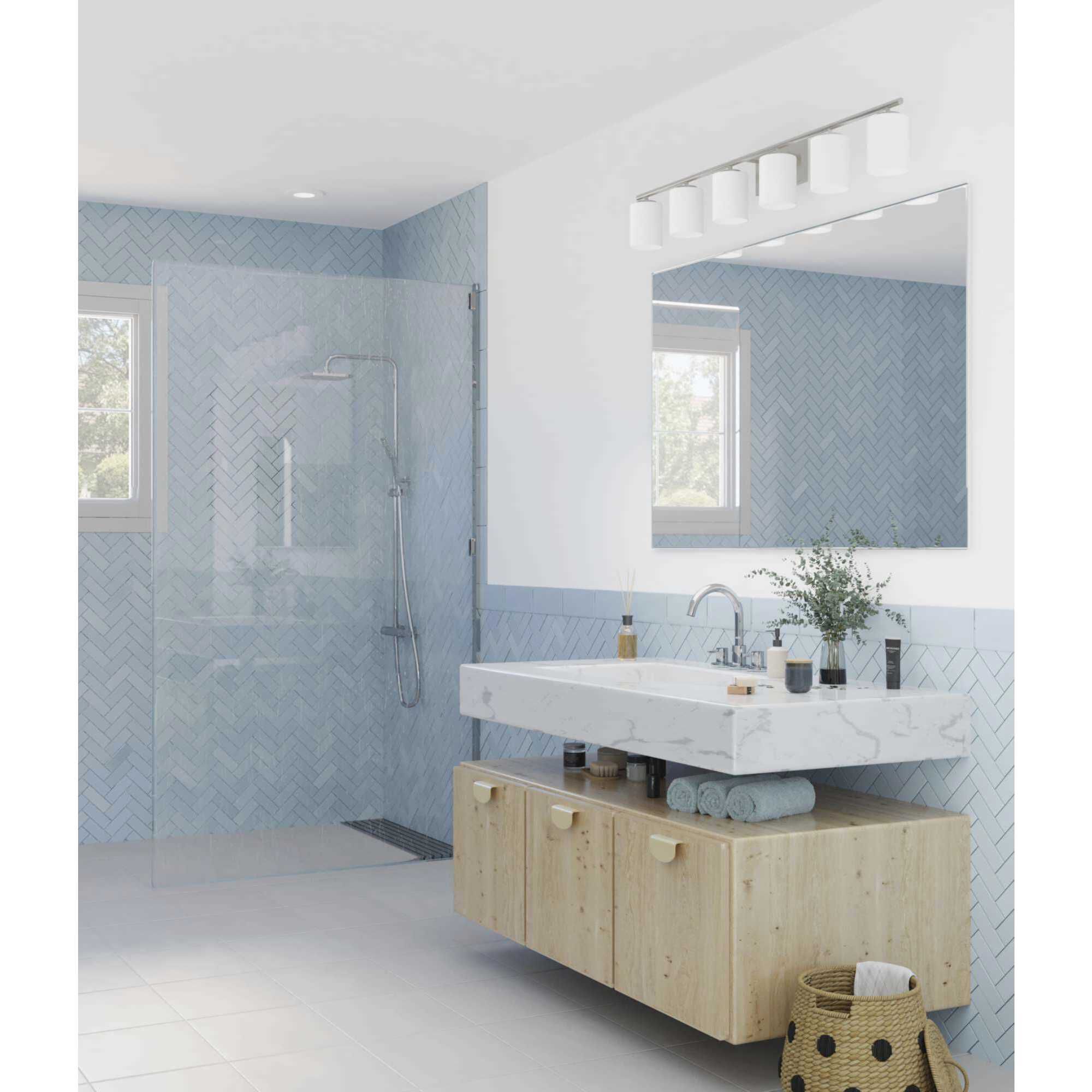 Replay 6 Light 48 inch Polished Nickel Bath Vanity Wall Light