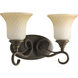 Kensington 2 Light 15 inch Forged Bronze Bath Vanity Wall Light in Frosted Caramel Swirl