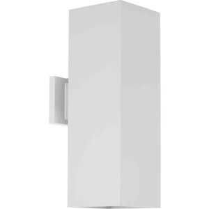 Square 2 Light 18 inch White Outdoor Wall Lantern in Standard