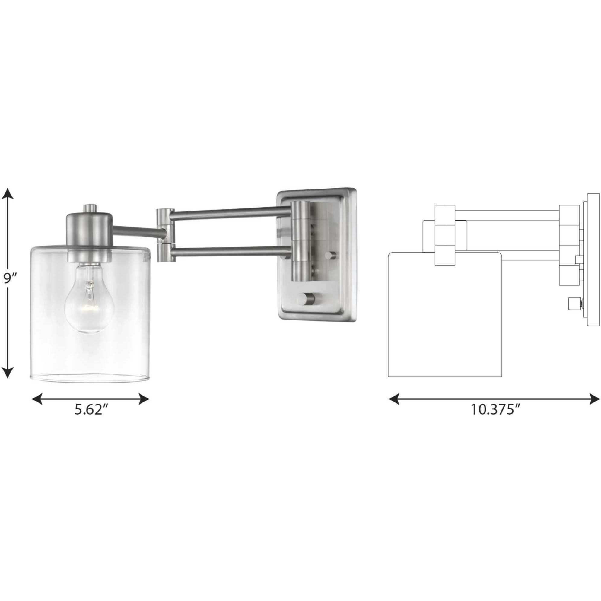 Milner 10 inch 60.00 watt Brushed Nickel Swing Arm Wall Light