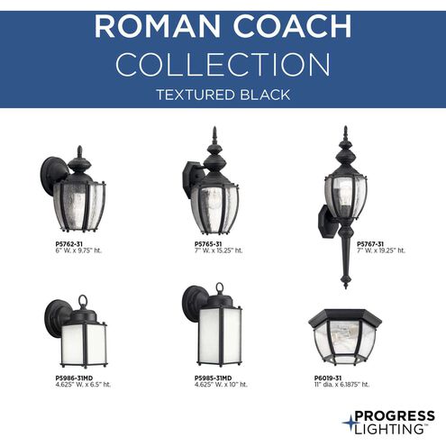 Roman Coach 1 Light 10 inch Textured Black Outdoor Wall Lantern, Small