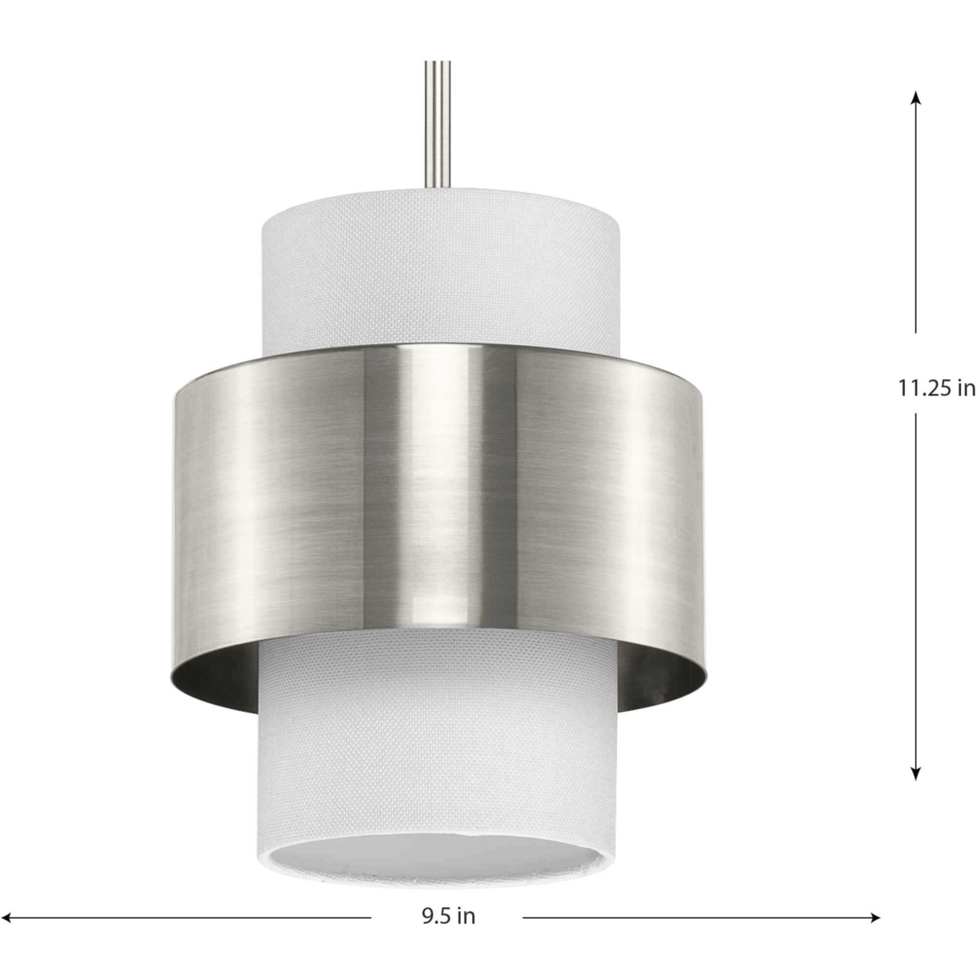 Silva 1 Light 9.5 inch Brushed Nickel Pendant Ceiling Light, Design Series