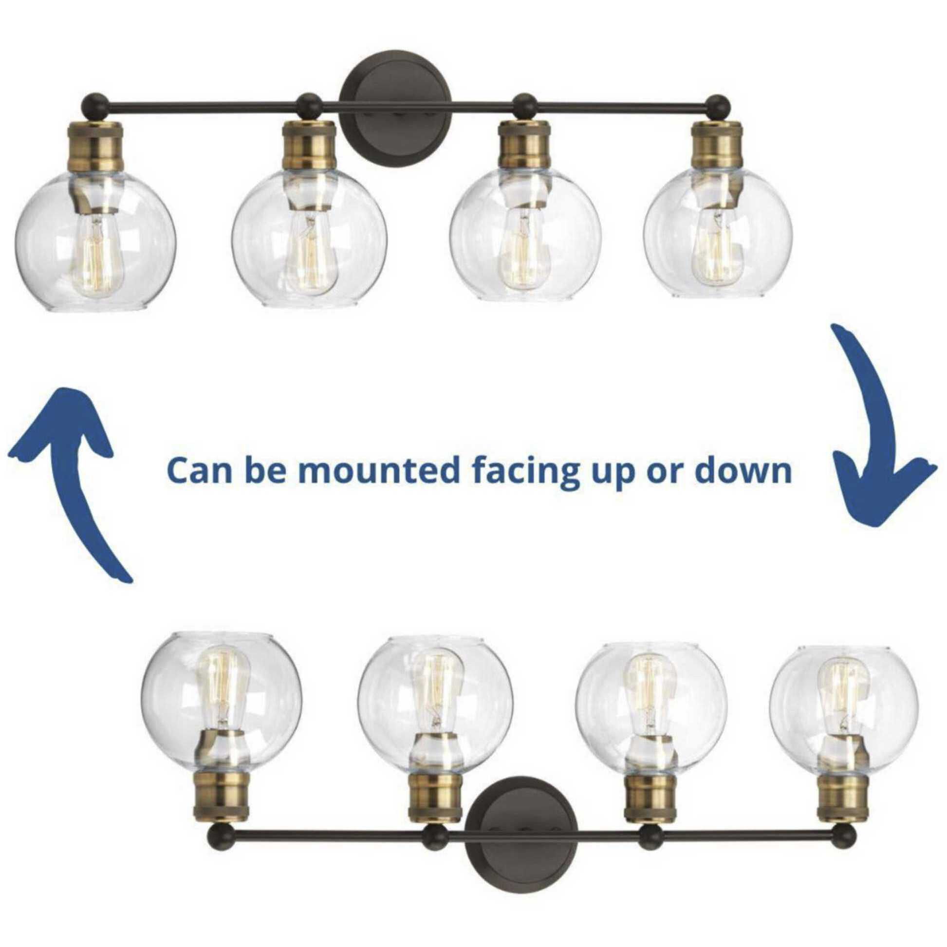 Progress P300052 020 Hansford 4 Light 34 inch Antique Bronze Bath Vanity Wall Light in Antique Bronze and Vintage Brass