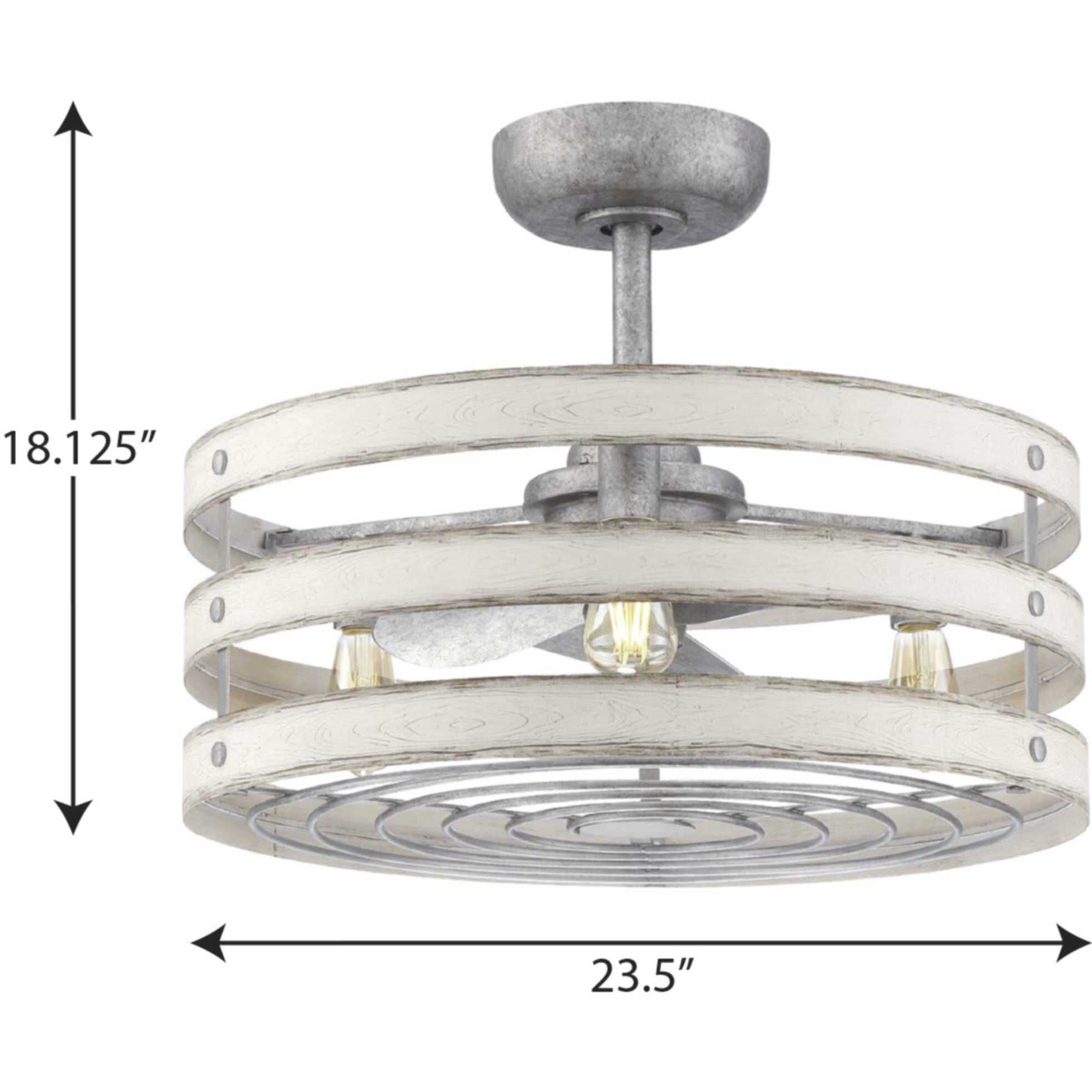 Gulliver 23 inch Galvanized with Galvanized Finish Blades Fandelier