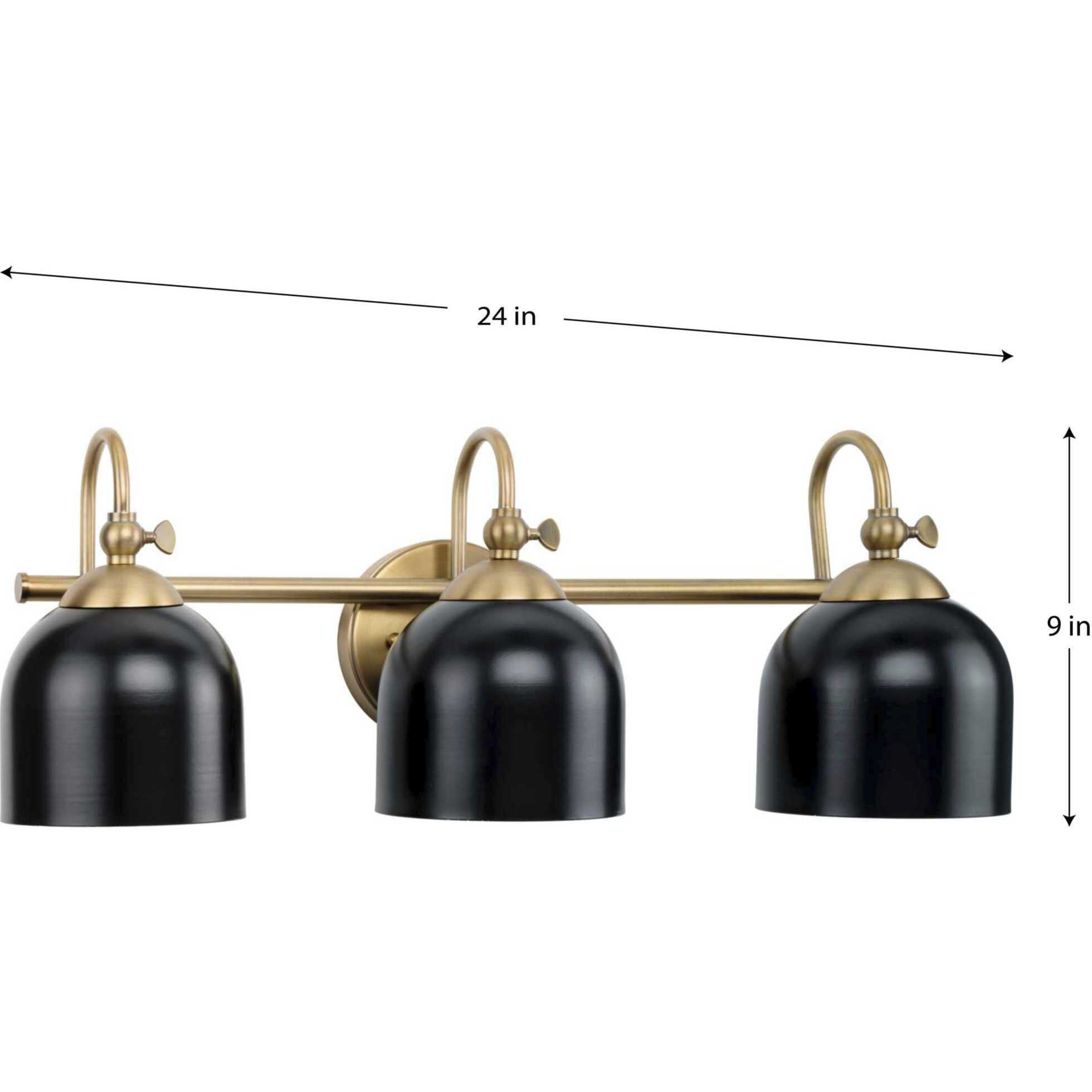 Dalton 3 Light 24 inch Vintage Brass Bath Vanity Wall Light