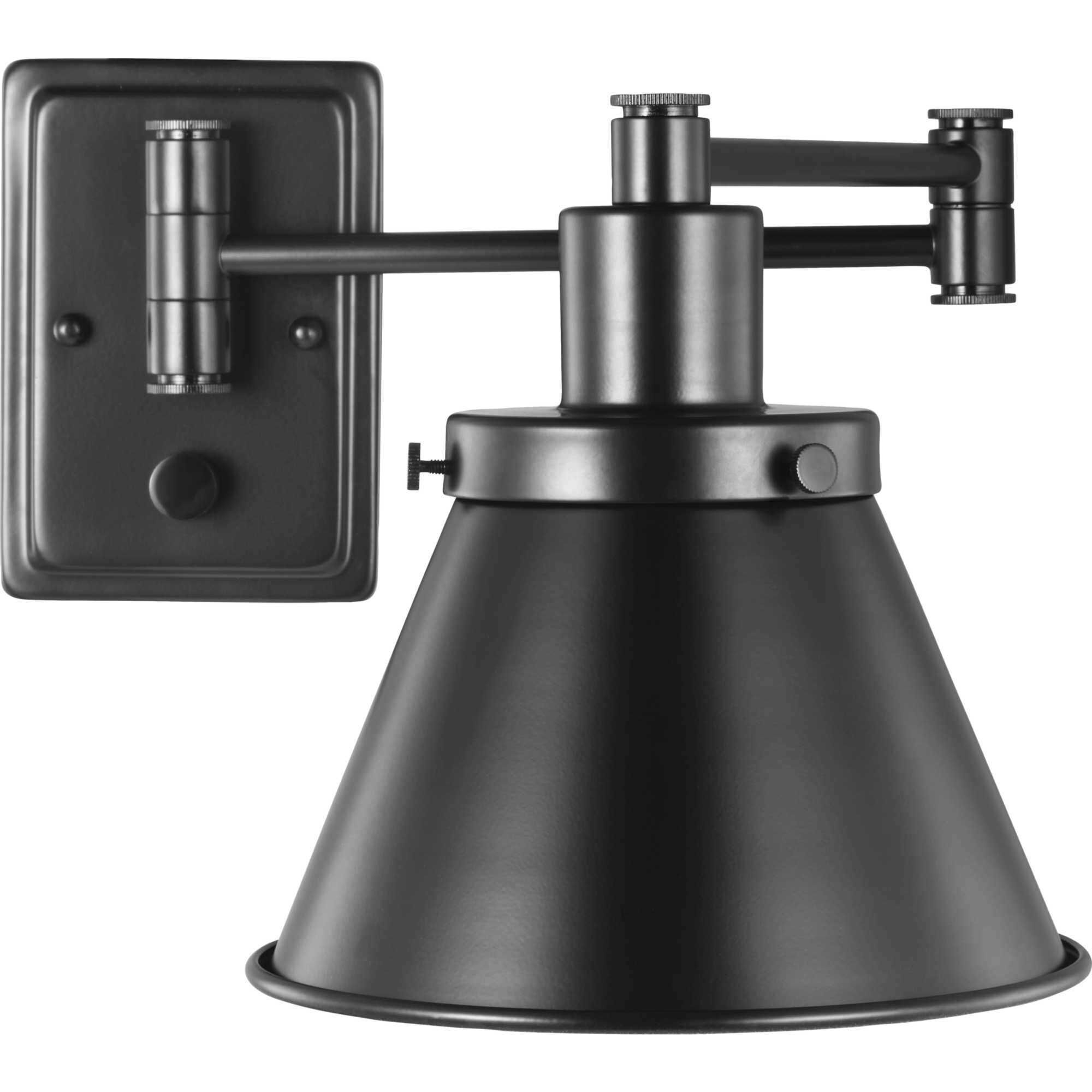 Hinton 12 inch 60.00 watt Matte Black Swing Arm Wall Light
