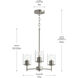 Replay 3 Light 17 inch Polished Nickel Chandelier Ceiling Light