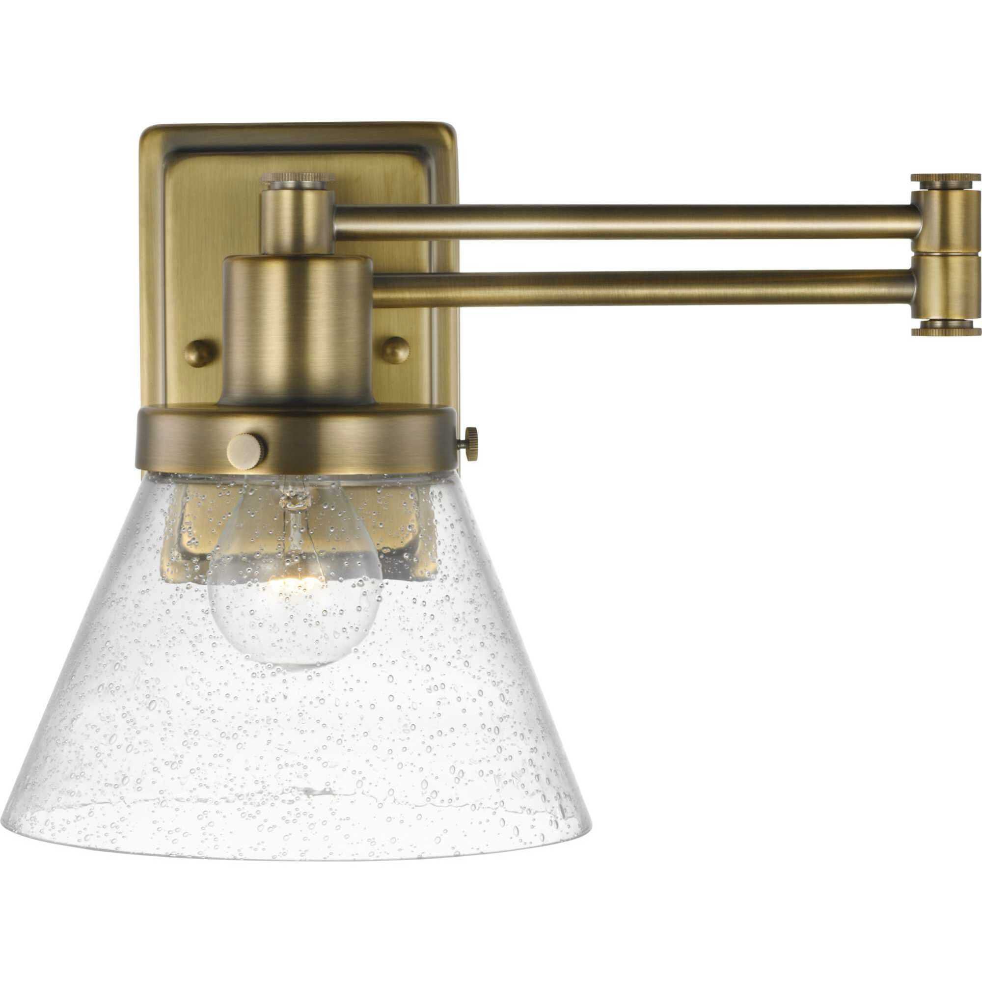 Hinton 12 inch 60.00 watt Vintage Brass Swing Arm Wall Light