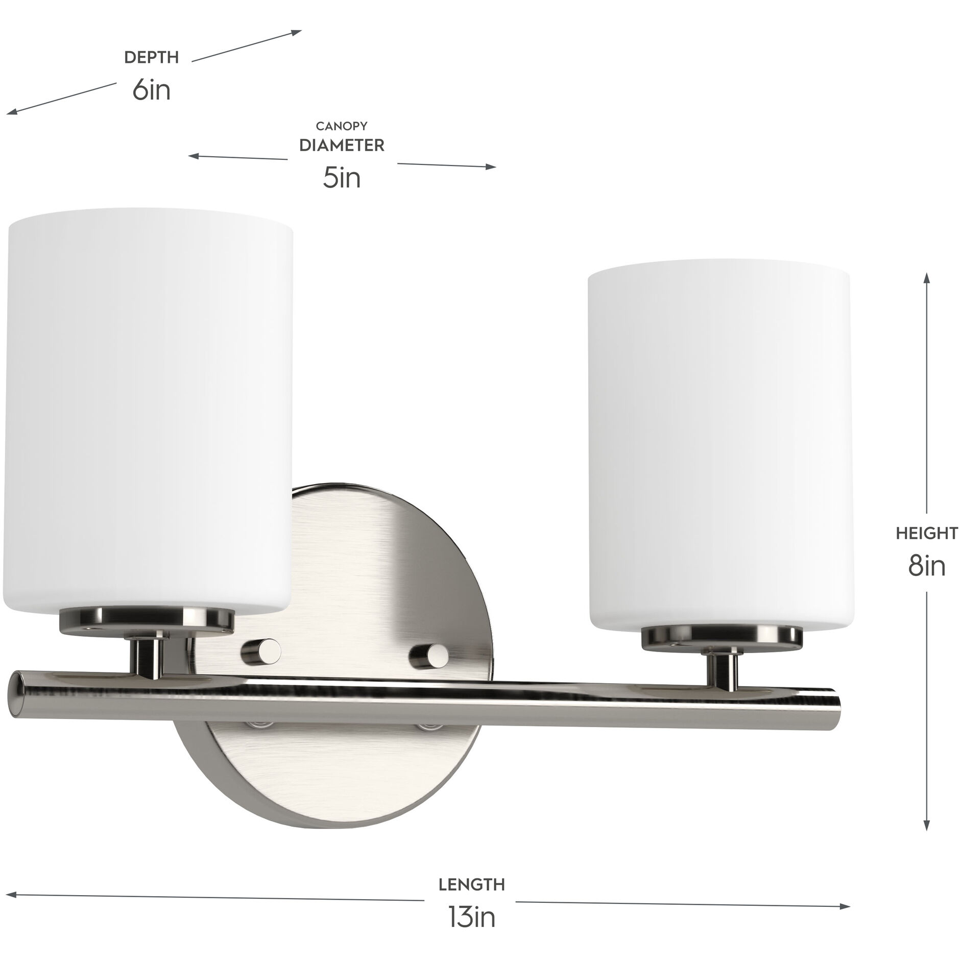 Replay 2 Light 13 inch Brushed Nickel Bath Vanity Wall Light