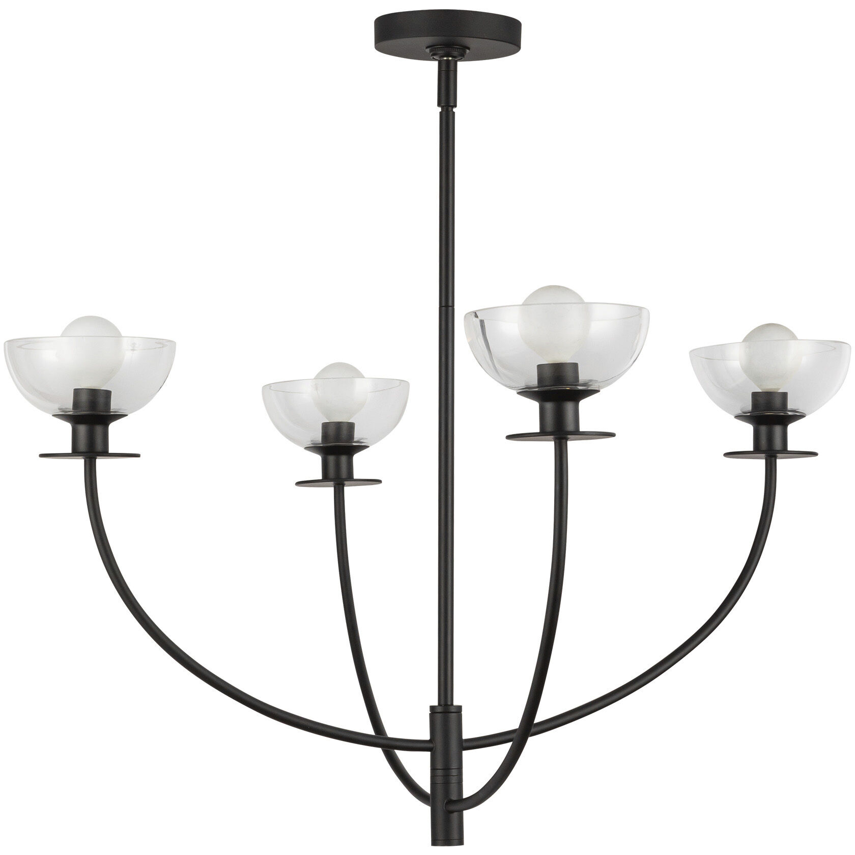 Alora Mood Sylvia 4 Light 26.5 inch Matte Black/Clear Glass Chandelier Ceiling Light