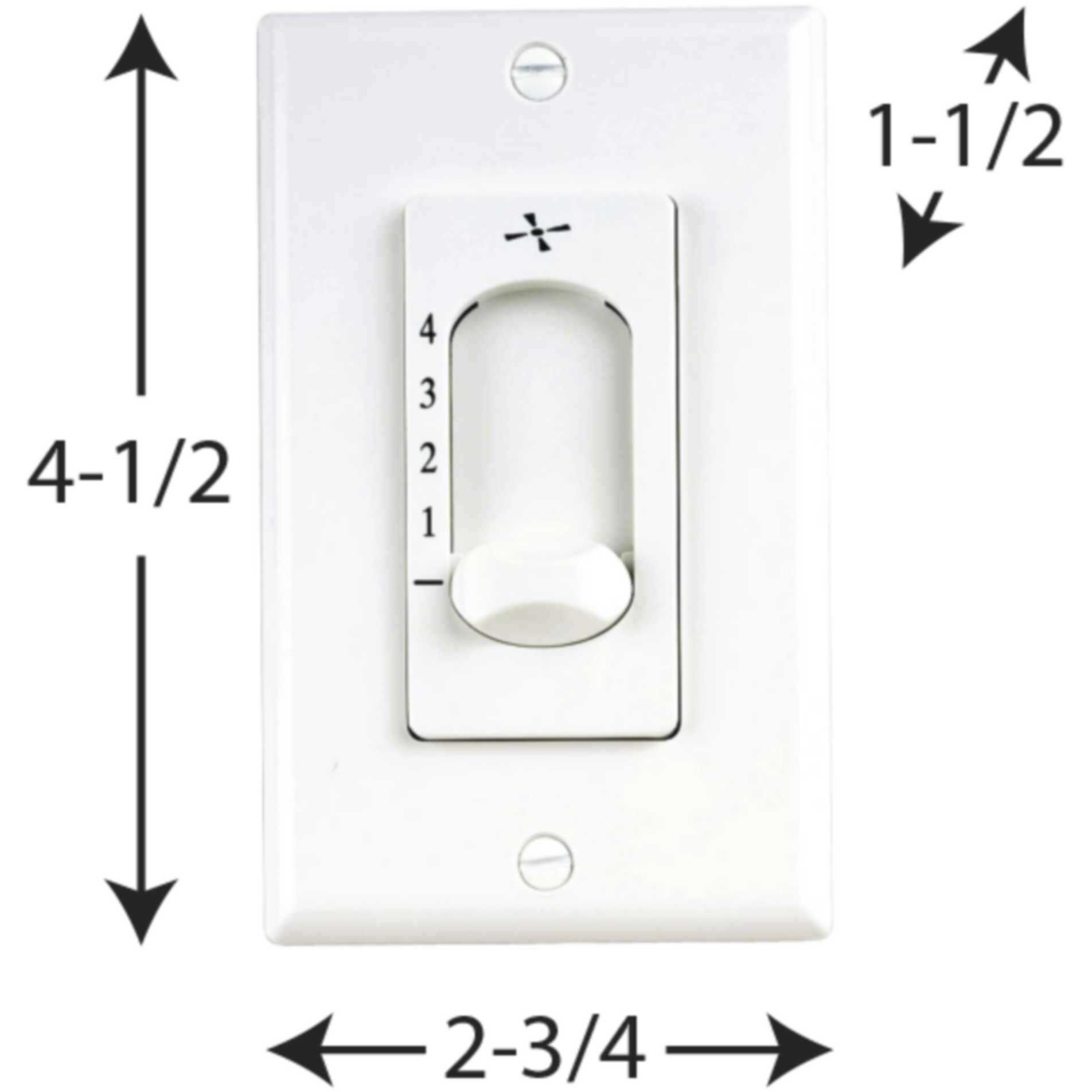 AirPro 120 White Ceiling Fan Wall Control, Four Speed