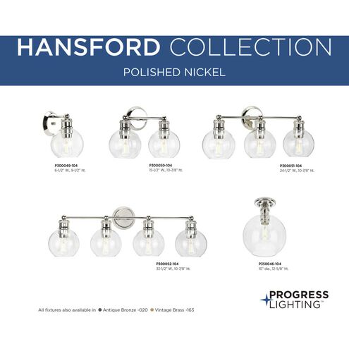 Hansford 1 Light 7 inch Polished Nickel Bath Vanity Wall Light