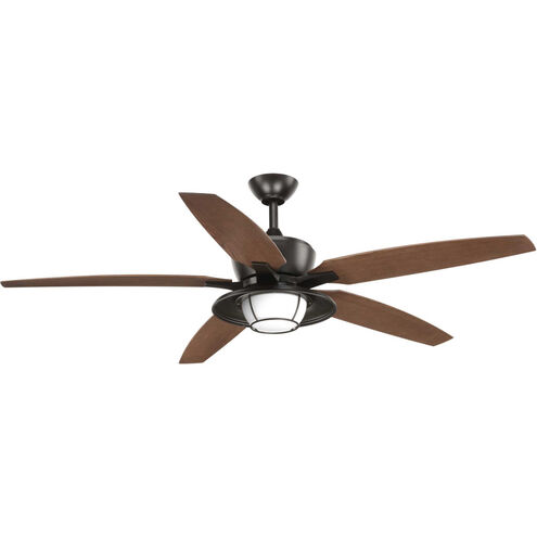 Montague 60 inch Antique Bronze with Walnut Blades Indoor/Outdoor Ceiling Fan, Progress LED