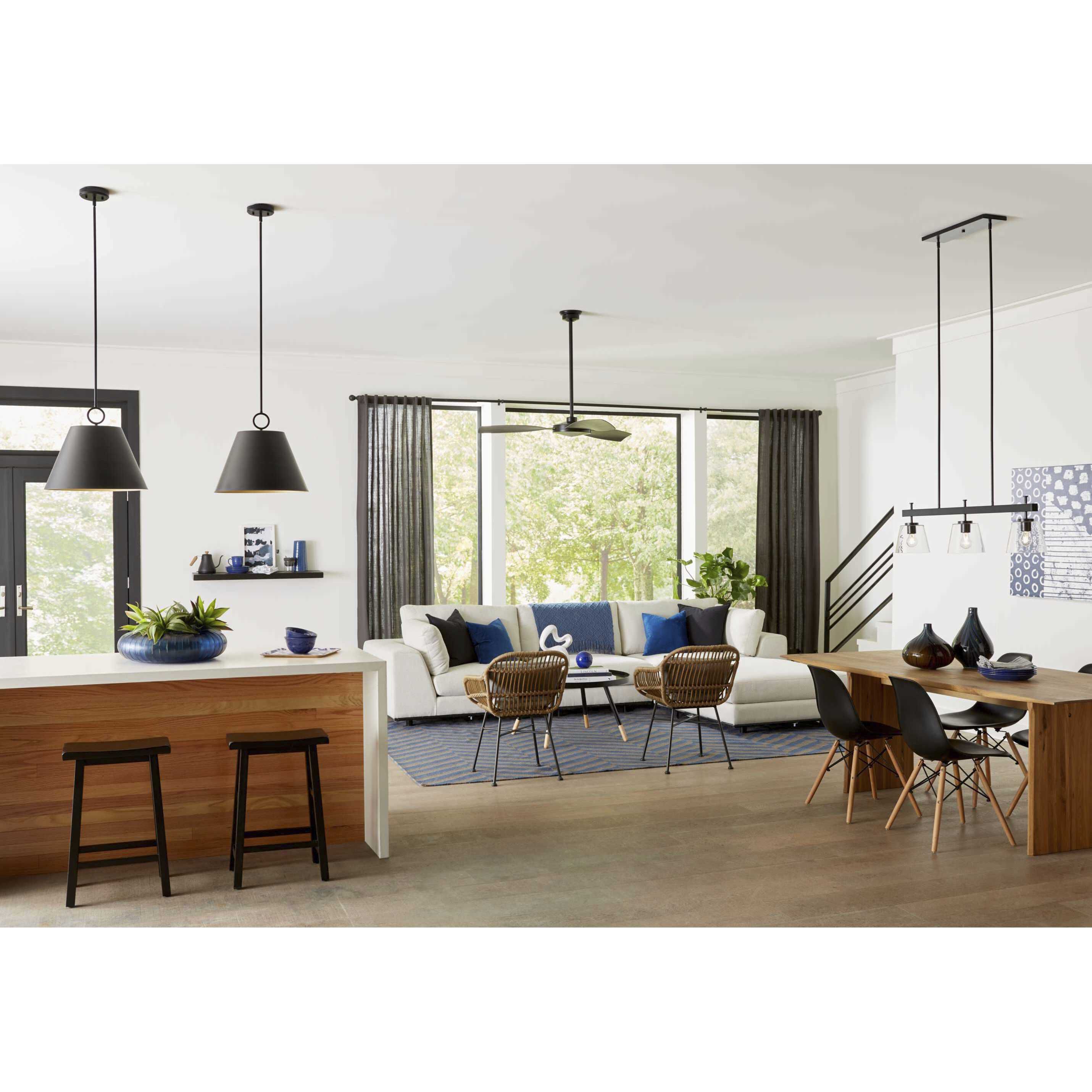 Saffert 3 Light 40 inch Matte Black Linear Chandelier Ceiling Light, Design Series