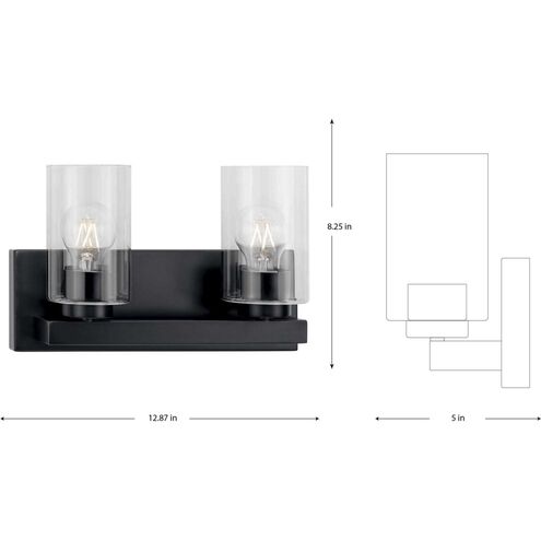 Goodwin 2 Light 12.87 inch Matte Black Vanity Light Wall Light