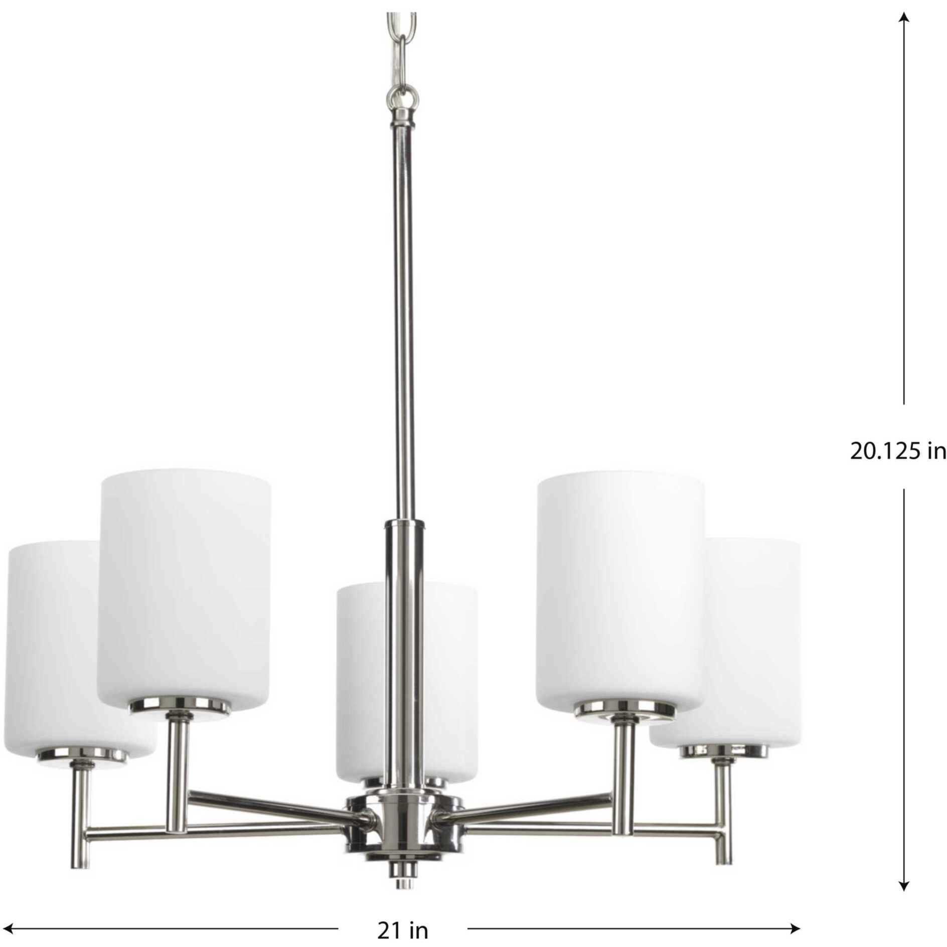 Replay 5 Light 21 inch Polished Nickel Chandelier Ceiling Light