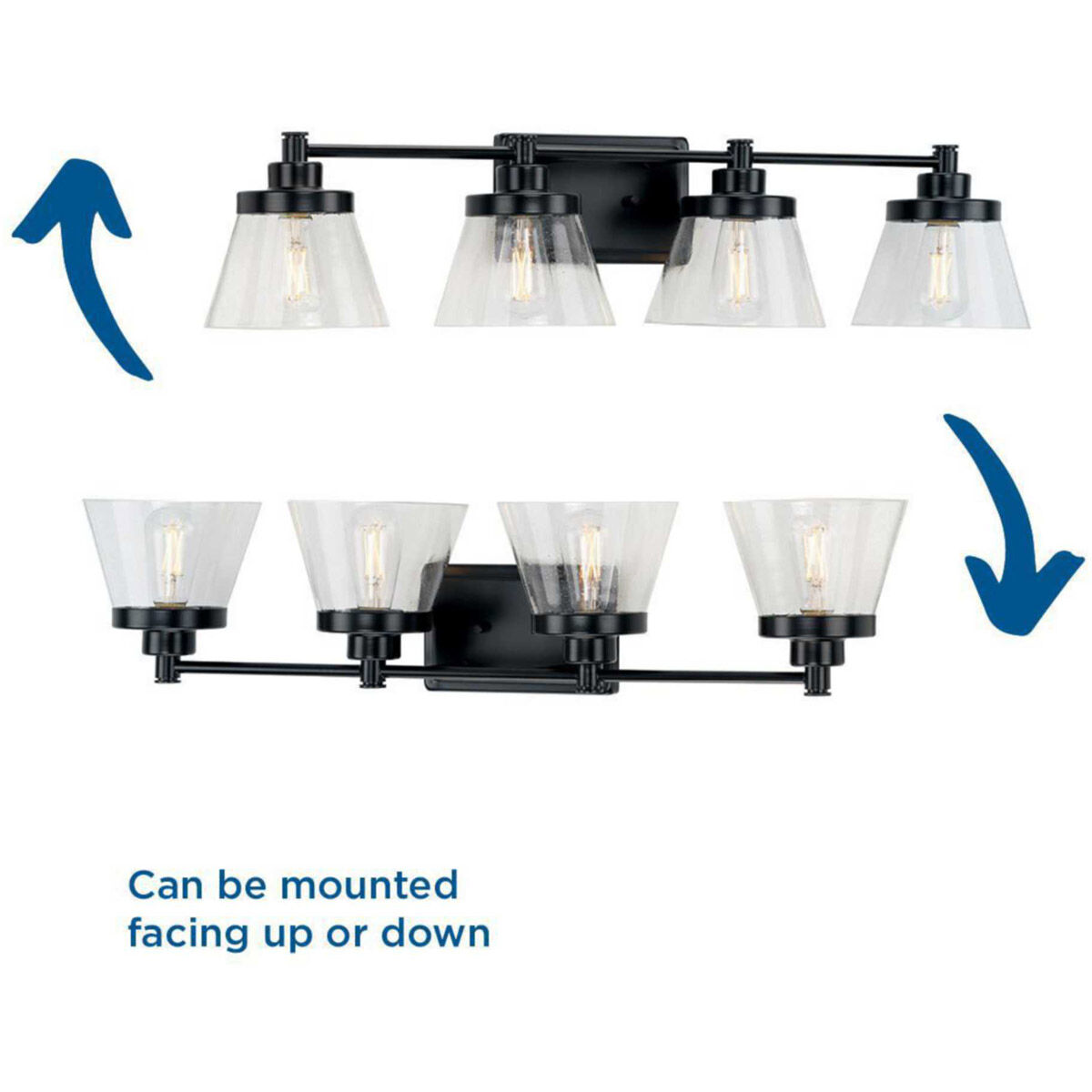 Hinton 4 Light 34 inch Matte Black Bath Vanity Wall Light