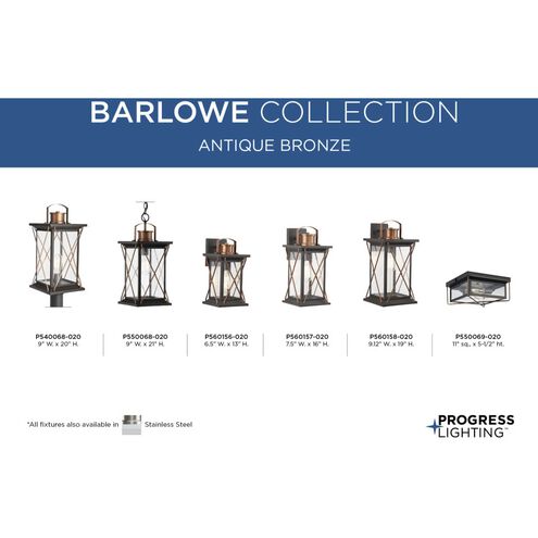 Barlowe 2 Light 11 inch Antique Bronze Outdoor Flush Mount